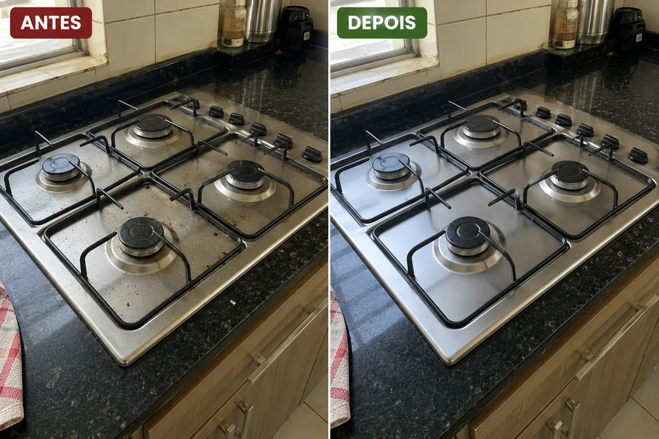 Referência visual para antes e depois em Cozinha